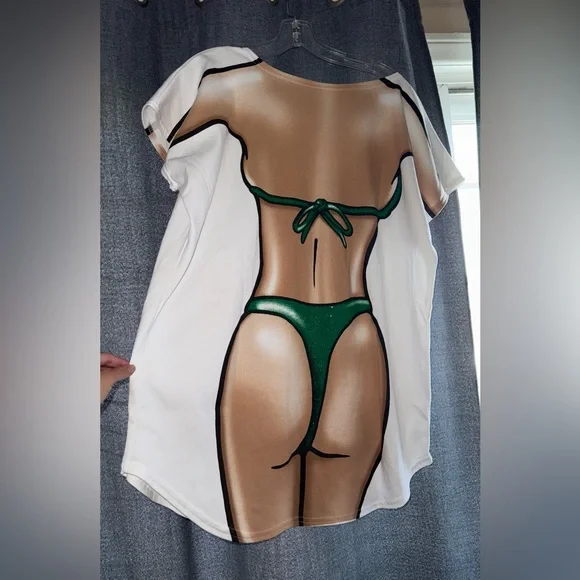 Vintage Bikini Tshirt Swim Cover Up - Picture 2 of 6